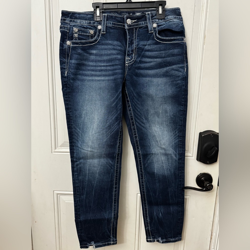 Women’s Miss Me Silver Angel Down Wings Bootcut Lowrise Ankle Jeans 31